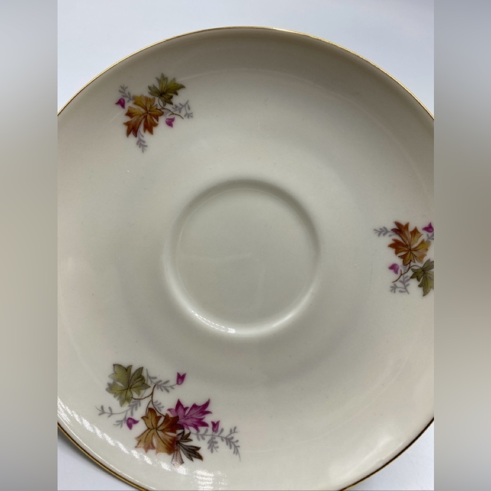 Arzberg Herbstlaub Autumn Leaves Saucer  Gold Trim Bavaria Green Brown Foliage